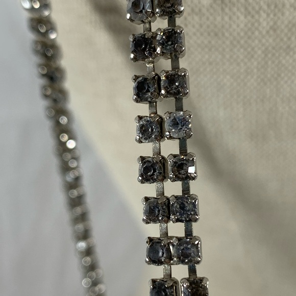 Genuine MORRIS MOSKOWITZ metallic silver kidskin shoulder bag with rhinestones - Picture 14 of 16